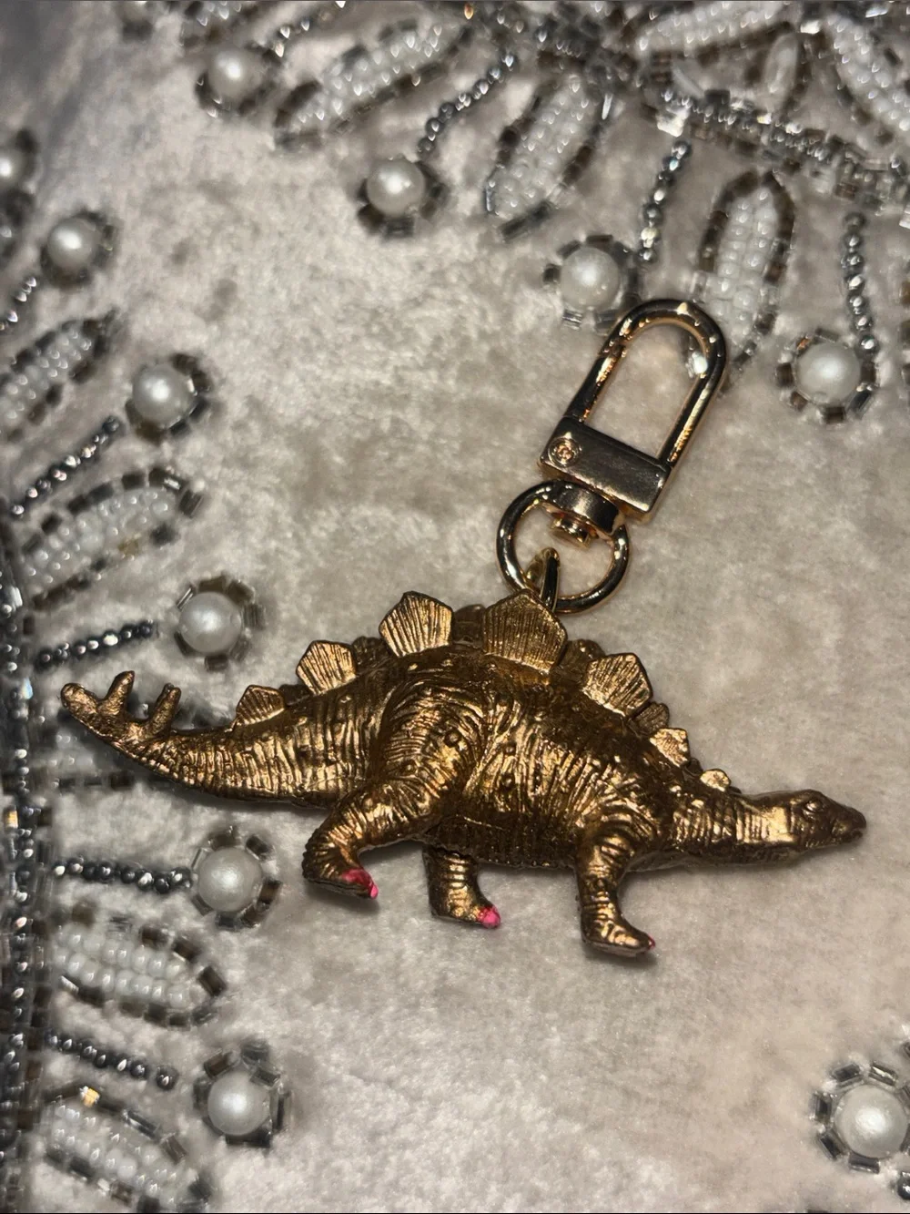 KB keychain handmade gold tone girly dinosaur small keychain cute funny unique